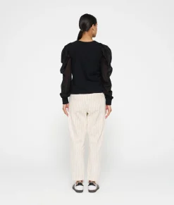 belted pants pinstripe