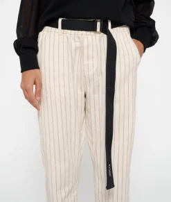 belted pants pinstripe