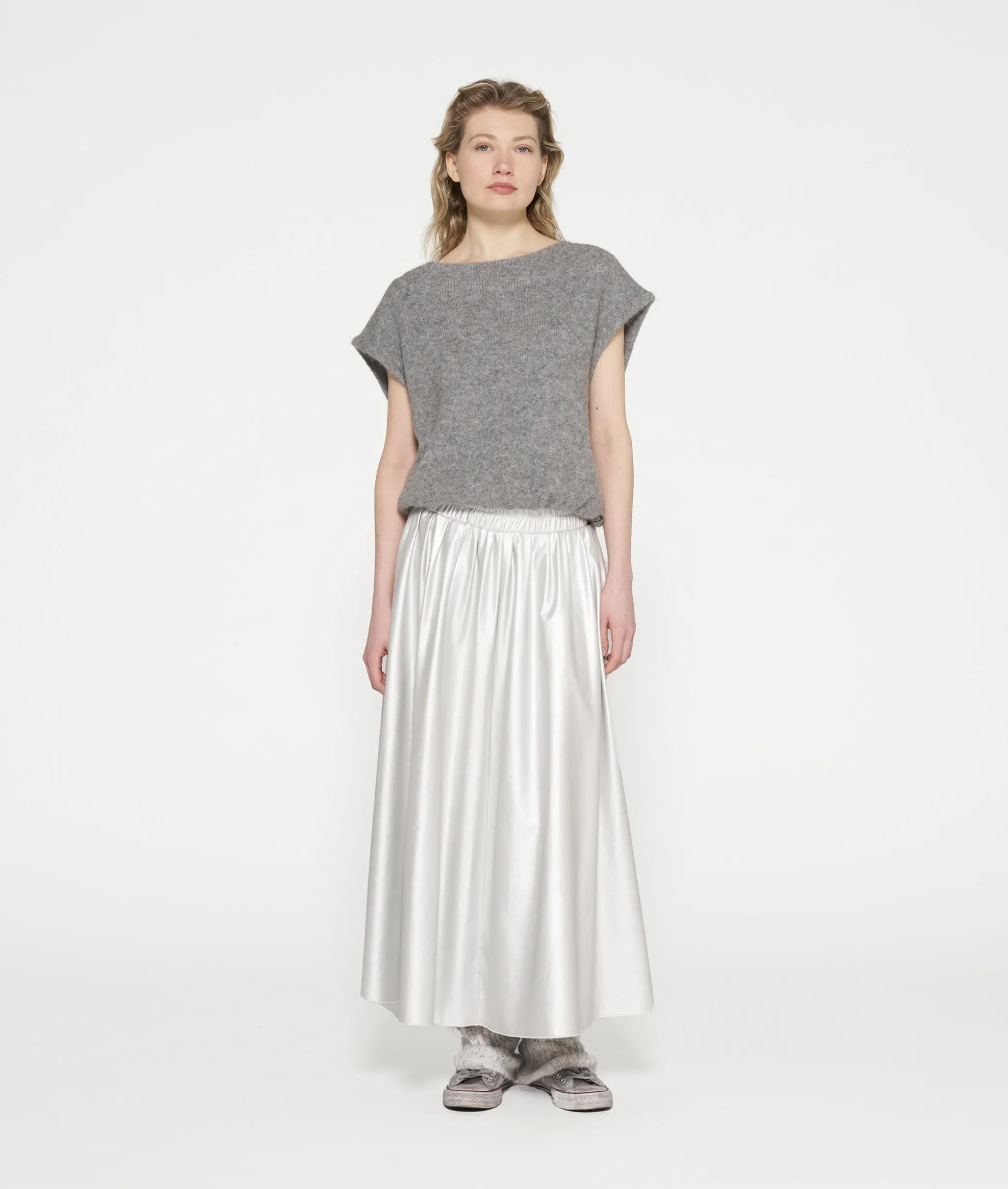 leather look pleated skirt