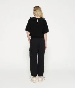 short sleeve ruffle knit sweater